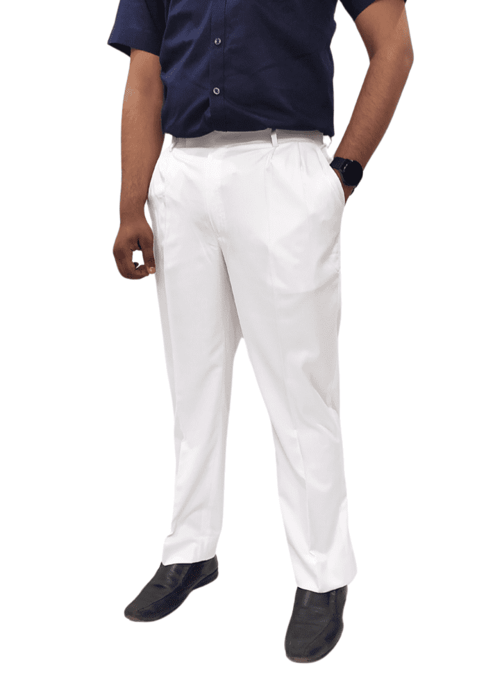Clavelite mens regular fit formal white pleated front trouser - polyester viscose blend gents dress pants