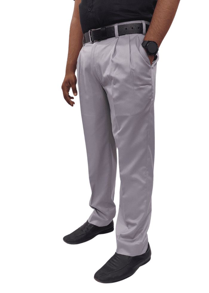 Clavelite mens regular fit formal light grey pleated front trouser - polyester viscose blend gents dress pants