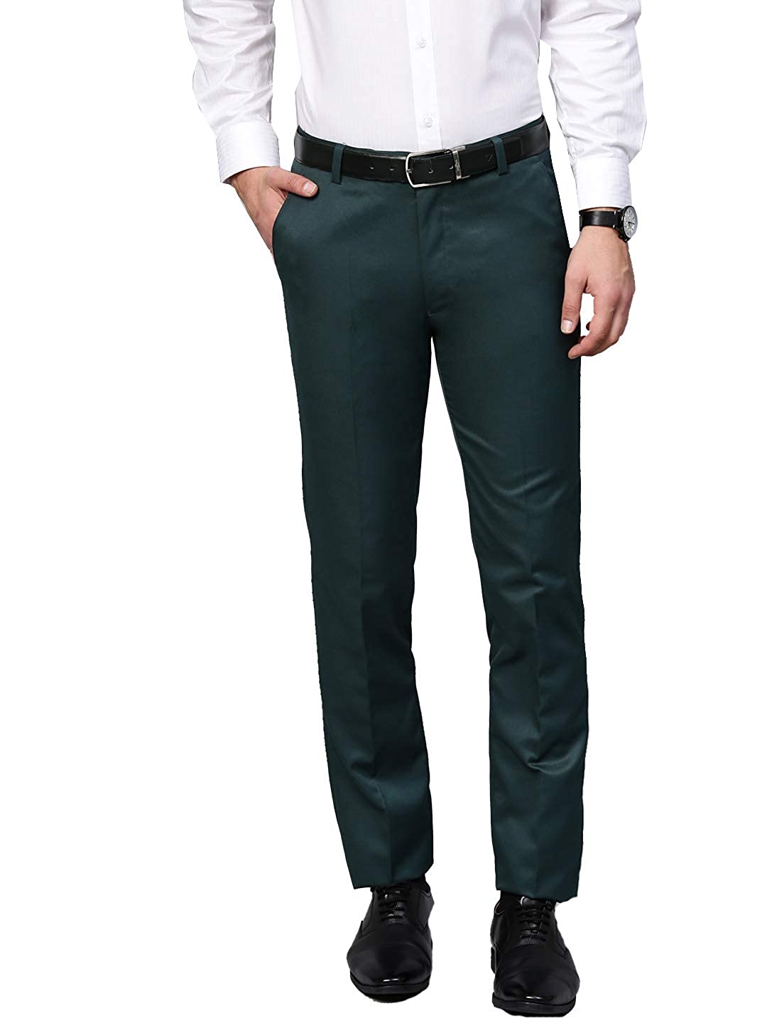 Casual Men Business Formal Pants Straight Trousers Check Stretch Slim Fit  Pants | eBay