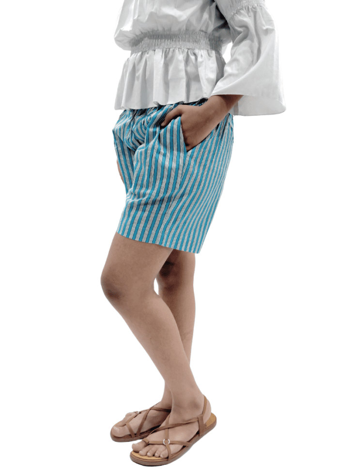 Clavelite women's rayon cotton shorts free size blue